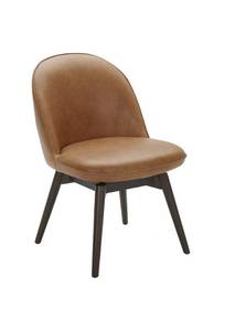 lot 19001 image: Rivet Contemporary Leather Dining Chair with Swivel Seat, 33H, Cognac
