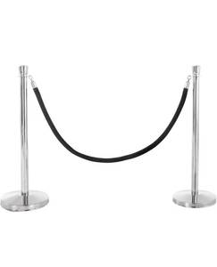lot 19010 image: S Weight - U2140 Premier Chrome Post and Black Velvet Rope Crowd Control Stanchions