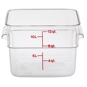 lot 17017 image: Camwear� Square 12 Quart Clear With Seal Cover and Bonus Measuring Spoons - Cracked Lid