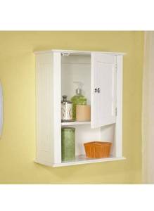 lot 17030 image: RiverRidge Ashland Single Door Wall Cabinet, White 7.09D x 16.54W x 20.47H
