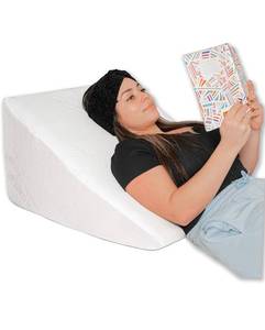 lot 17033 image: Bed Buddy Memory Foam Wedge Pillow with Memory Foam Pillow Cover Cooling Triangle Pillow Wedge for Back Support Comfortable Sleeping Reading and PostSurgery Recovery , White, 12 Inch, 1 Count 24 x 24 x 12 inches