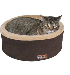 lot 17039 image: K&H Pet Products Heated Thermo-Kitty Heated Cat Bed MochaTan