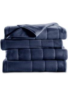 lot 17055 image: Sunbeam Heated Blanket, Quilted Fleece, Newport Blue, King - BSF9GKS-R595-13A00