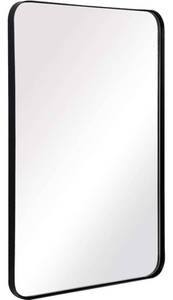 lot 17057 image: ANDY STAR Wall Mirror for Bathroom, 24x36 Inch Black Bathroom Mirror, Stainless Steel Metal Frame with Rounded Corner, Rectangle Glass Panel Wall Mounted Mirror Decorative for Bathroom
