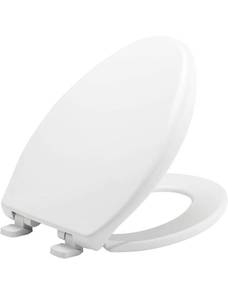 lot 17066 image: Ksticca Commercial Heavy Duty Closed Front Plastic Toilet Seat with Cover will Slow Close, Never Loosen & Reduce Call-backs, ELONGATED, White 14 X 17 Inch
