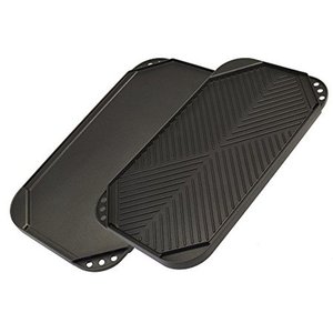 lot 17070 image: Ecolution Reversible 19.5 x 11, Non-Stick, Dishwasher Safe, Double Burner Family Griddle Grill Pan Cookware, Cast Aluminum, Black