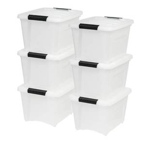 lot 2066 image: IRIS USA TB-17 19 Quart Stack & Pull Box, Multi-Purpose Storage Bin, 6 Pack, Pearl