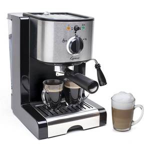 lot 2073 image: Capresso - EC100 Espresso Machine with 15 bars of pressure, Milk Frother and Thermoblock heating system - Blackstainless steel