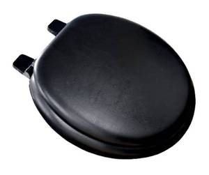 lot 2097 image: Black Round Padded Wood Toilet Seat, Approximately 16L14.5W