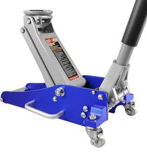 lot 2111 image: BIG RED T815016L Torin Hydraulic Low Profile Aluminum and Steel Racing Floor Jack with Dual Piston Quick Lift Pump, 1.5 Ton (3,000 lb) Capacity, Blue