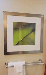 lot 58 image: Framed Leaf  Water Droplets Artwork W a Faux Pussywillow Plant