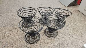 lot 4592 image: (5) American Craft Metal Birdnest Baskets