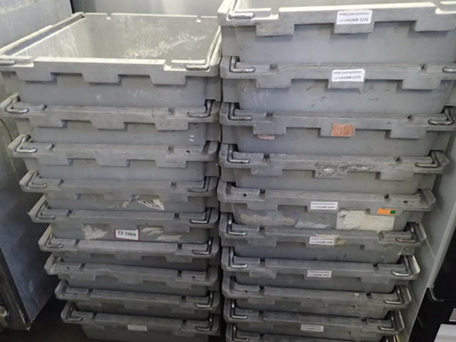lot 113 image: (19) Stackable Plastic Bins