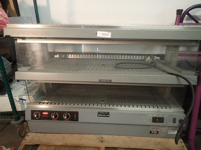lot 153 image: Hatco GR3SDS-39D White Granite Glo-Ray 39 Slated Double Shelf Heated Glass Merchandising Warmer