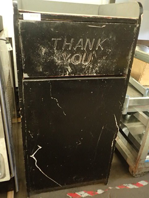 lot 156 image: Thank You Wood Trash Receptacle