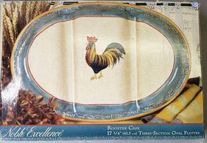 lot 15 image: Noble Excellence, Rooster Cafe 17 14 (43.5 cm) Three Section Oval Platter