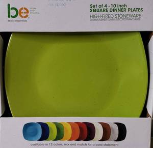 lot 21 image: Be Basic essentials, Set of 410 inch Square Dinner Plates, (HighFired Stoneware)