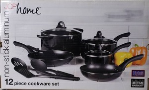 lot 26 image: JCP Home, 12 Piece NonStick Aluminum Cookware Set