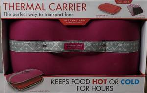 lot 34 image: Thermal Pro, Thermal Carrier by Artic Zone, Includes Glass Dish WLid (9.25x13.25 in) & NonSlip Carrying Trivet