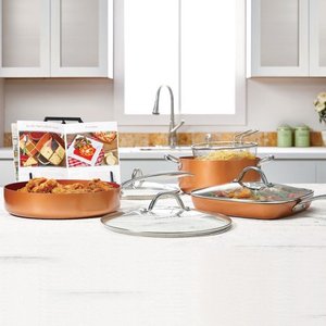 lot 56 image: Copper Chef Pro 8-Piece Heavy-Duty Pan Set