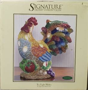 lot 60 image: Dillards, Signature Home CollectionRoosterTea Light Holder, (10H & 9L)