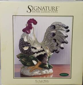 lot 61 image: Dillards, Signature Home CollectionRoosterTea Light Holder, (10H & 9L)