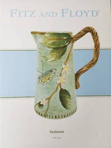 lot 73 image: Fitz And Floyd, Toulouse PitcherLes Papillon, (9.5H x 9W)