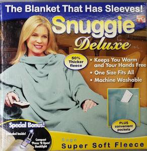 lot 92 image: Snuggie Original Sage Super Soft Fleece Blanket With Sleeves As Seen On Tv