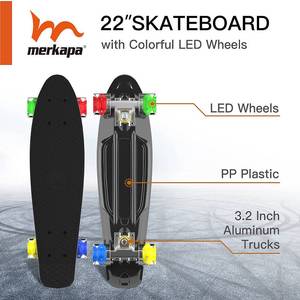 lot 49233 image: Merkapa 22 Complete Skateboard with Colorful LED Light Up Wheels for Beginners