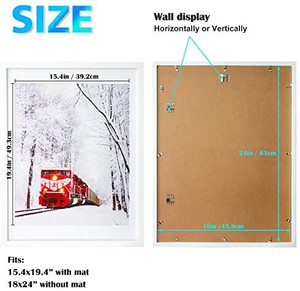 lot 49304 image: gofine 18x24 Solid Wood Poster Frames Matted for 16x20 White - Acrylic Plexiglass