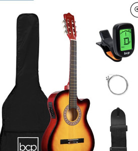 lot 49315 image: Best Choice Products Acoustic Electric Guitar Starter Set 38 , Model G38-SUNA