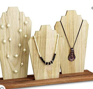 lot 49317 image: MOOCA Wooden Necklace Holder Jewelry Display Bust Stand Wood Jewelry Necklace Stands , Model WDN65