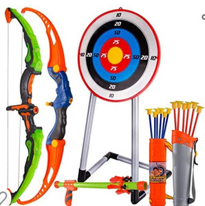 lot 49319 image: CAPTAIN CHAOWING Bow and Arrow for Kids, Archery Toy Set, 2 Bows & 1 Blowing Bow & 12 Arrows, Model 35881J-1