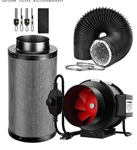 lot 49335 image: VIVOSUN 6 Inch 390 CFM Inline Fan with Speed Controller, 6 Inch Carbon Filter and 8 Feet of Ducting Kit , Model 390