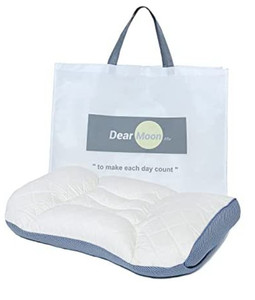 lot 49352 image: DearMoon.life Pillow Small Neck Pillow Extra Firm Pillow for Side Sleeper Pillow (White & Grey, 23 � 15 � 5.9 ( L�W�H )