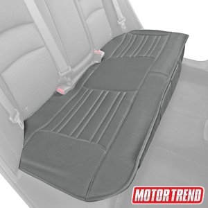 lot 49353 image: Motor Trend Universal Car Seat Cushion (Bench) �� Padded Cover with Non-Slip Bottom & Utility Pockets �� Gray Faux Leather Rear Chair Protector for Auto, Truck & SUV