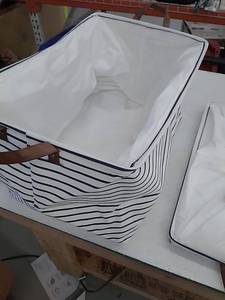 lot 49361 image: Hinwo 2-Pack Extra Large Canvas Fabric Storage Baskets with Handles