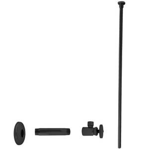 lot 49377 image: Westbrass D103KFH-62 .5 in. IPS x .38 in. Flat Head Riser Toilet Kit - Round - Powder Coat Flat Black