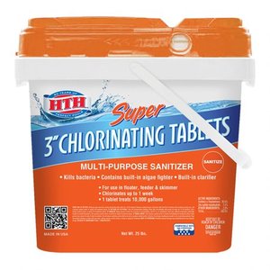 lot 49409 image: HTH Super 3 inch Chlorine Tablets for Pool, 25 lbs