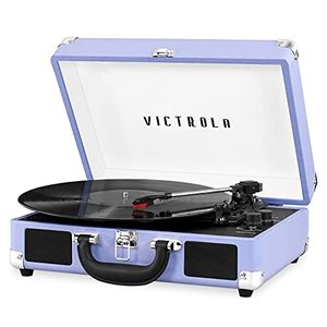 lot 49412 image: Victrola Vintage 3-Speed Bluetooth Portable Suitcase Record Player  Lavender (VSC-550BT-LVG)