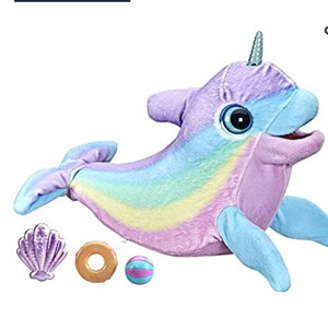 lot 49421 image: FurReal Wavy The Narwhal Interactive Animatronic Plush Toy