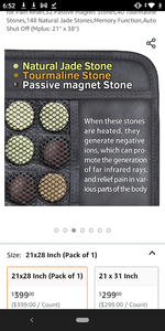 lot 49476 image: UTK Quantum Wave Heating Mat,Infrared Heating Pad for Pain Relief,32 Passive Magnet Stones,40 Tourmaline Stones,148 Natural Jade Stones, (Mplus 21 x 38), MSRP $299, TESTEDPOWERS ON