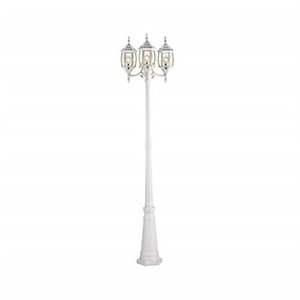 lot 49477 image: noma outdoor street light waterproof, sign fwhite light pole with clear glass panels, 3-headed