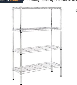 lot 49490 image: Amazon Basics 4-Shelf Adjustable, Heavy Duty Storage Shelving Unit -, Steel Organizer Wire Rack, Chrome (36L x 14W x 54H)