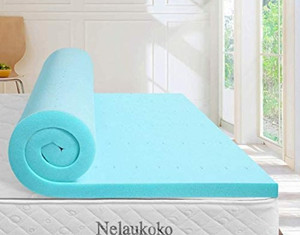 lot 49491 image: Nelaukoko 3 Inch Memory Foam Mattress Topper Queen Ventilated Gel Foam Mattress Pad, Queen