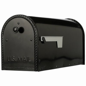 lot 104 image: Gibraltar Mailboxes Edwards Large, Steel, Post Mount Mailbox, Black, EM160B00