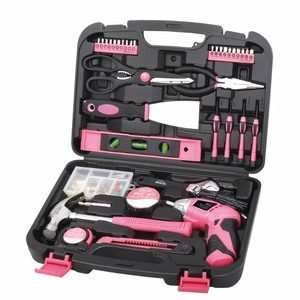 lot 125 image: Apollo Tools DT0773N1 135-Piece Household Tool Set including 3.6v Cordless Screwdriver, Pink