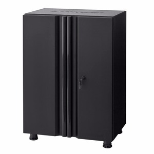 lot 205 image: Husky Regular Duty Welded 24-Gauge Steel 2-Door Garage Base Cabinet in Black (24 in. W x 33 in. H x 16 in. D), Matte black powder coating