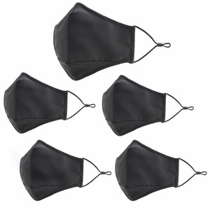 lot 323 image: MY LYDIA INC 3-Layer Washable Reusable Face Mask with Antibacterial Fabric Adjustable Ear Loops Filter Pocket and Nose Clip (5-Pack), Black