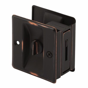 lot 325 image: Pocket Door Privacy Lock and Pull, 2-34 in. tall, Classic Bronze